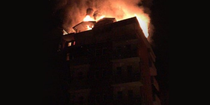 Trabzon'da 8 katlı apartmanda yangın