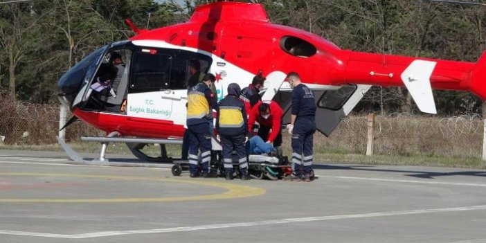 Kalp krizi geçirdi imdadına ambulans helikopter yetişti