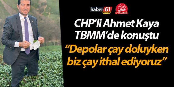 CHP’li Ahmet Kaya TBMM’de konuştu: “Depolar çay doluyken biz çay ithal ediyoruz”