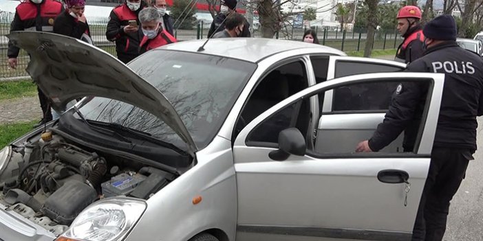 Otomobilin yanmasını polisin dikkati önledi