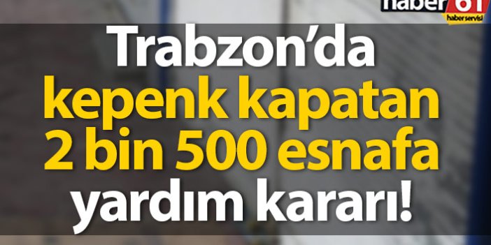 Trabzon'da 2 bin 500 esnafa yardım