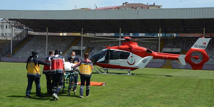 İş kazasında yaralanan işçi için ambulans helikopter havalandı