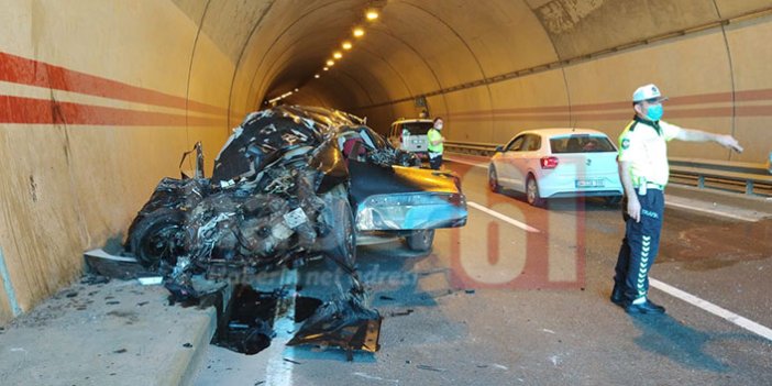 Trabzon’da tünelde kaza, araç hurdaya döndü! 1 Ağır yaralı