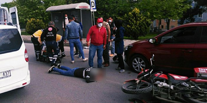 Samsun'da motosiklet otomobile çarptı: 2 yaralı