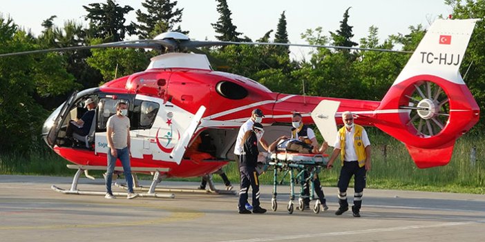 Ambulans helikopter kiraz ağacından düşen işçi için havalandı