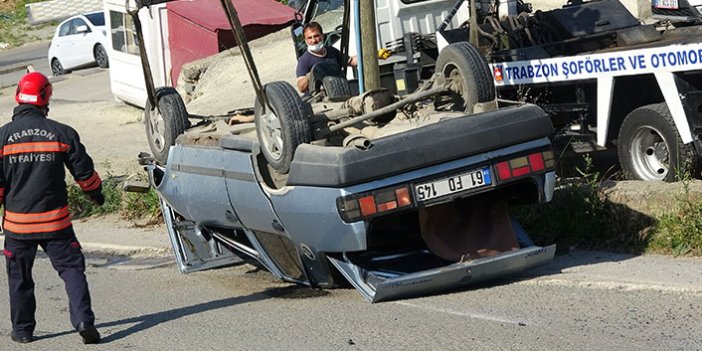 Trabzon'da freni boşalan otomobil takla attı: 1 yaralı