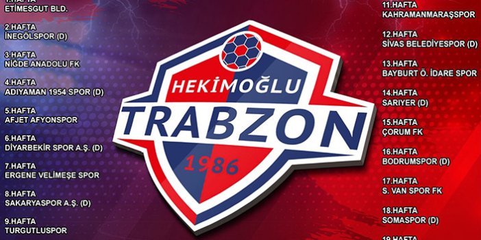 Trabzon ekibinin fikstürü belli oldu