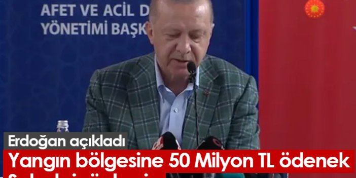 Erdoğan açıkladı: Yangın bölgesine 50 Milyon TL ödenek