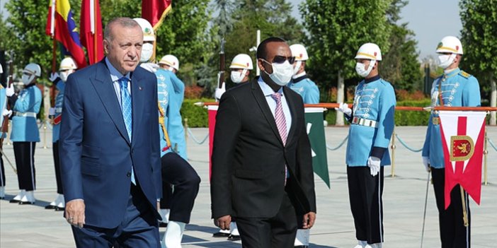 Cumhurbaşkanı Erdoğan Etiyopya Başbakanı Ahmed'e törenli karşılama