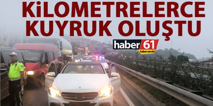 Trabzon'da kaza yolu kilitledi! Kuyruk kilometrelerce uzadı