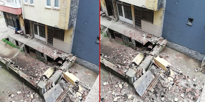 Karadeniz'de şiddetli rüzgar apartmanın bacasını yıktı