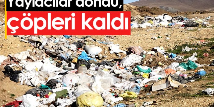 Trabzon'da yaylacıların ardında çöpler kaldı