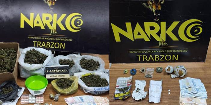 Trabzon’da 3 ayrı uygulamada çok sayıda uyuşturucu madde ele geçirildi.