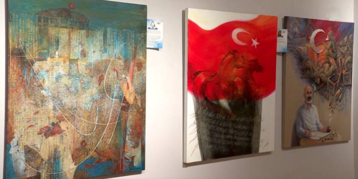 Trabzon'da Cumhuriyet'in 98. yılında ressamlar İstiklal Marşı'nı tuvalde anlattı