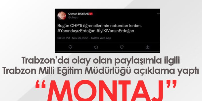 Trabzon'da olay olan paylaşım için açıklama geldi: Montaj!