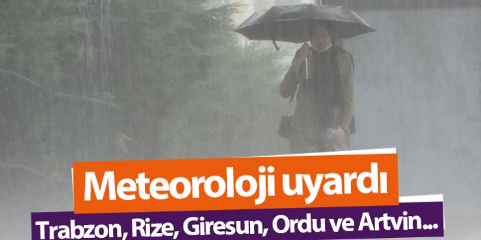 Trabzon, Ordu, Giresun, Rize ve Artvin'e kuvvetli yağış uyarısı