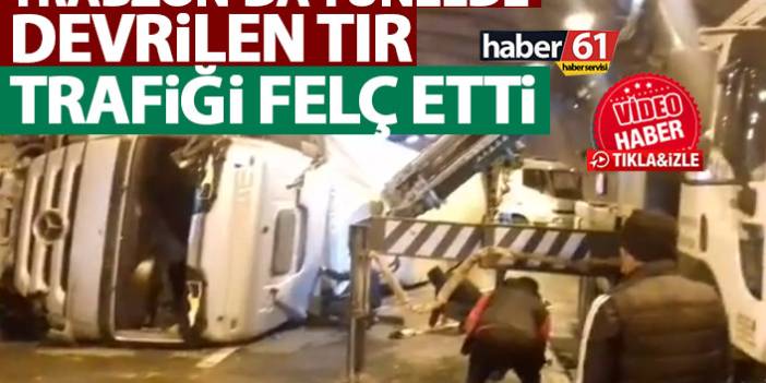 Trabzon’da tır devrildi! Trafik felç oldu