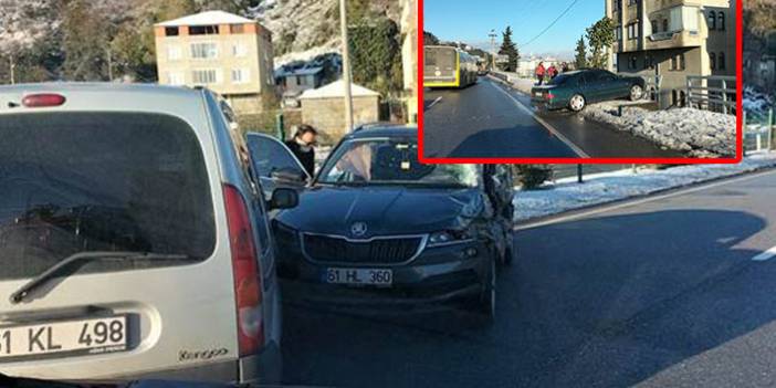 Trabzon'da buzlanma kaza getirdi! 2 kaza, 5 araç, 4 yaralı