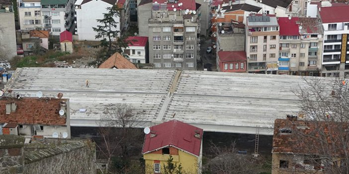 Trabzon'da Kanuni Bulvarı'nda viyadük tabliyeleri yerleştiriliyor