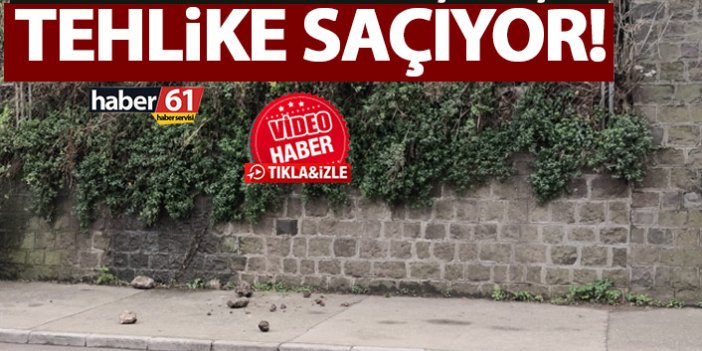 Trabzon’da yamaçtan düşen taşlar tehlike saçıyor