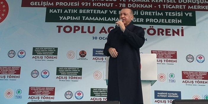 Cumhurbaşkanı Erdoğan Trabzon'da! Önce projeleri açıkladı sonra muhalefete yüklendi