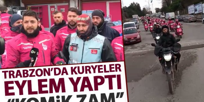 Trabzon’da kuryeler eylem yaptı: Bu komik zamdan geri dönsünler