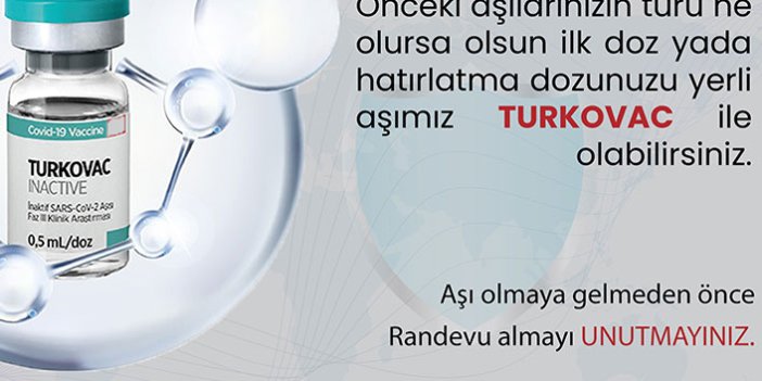 Samsun'da yerli aşı Turkovac uygulaması başlıyor