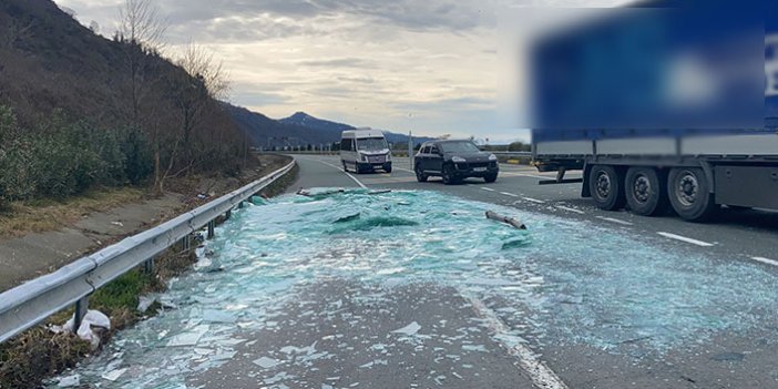 Trabzon plakalı kamyon kaza yaptı