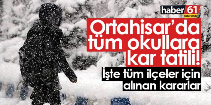 Trabzon'un merkezinde tüm okullara kar tatili! Diğer ilçeler ise tek tek açıklandı!