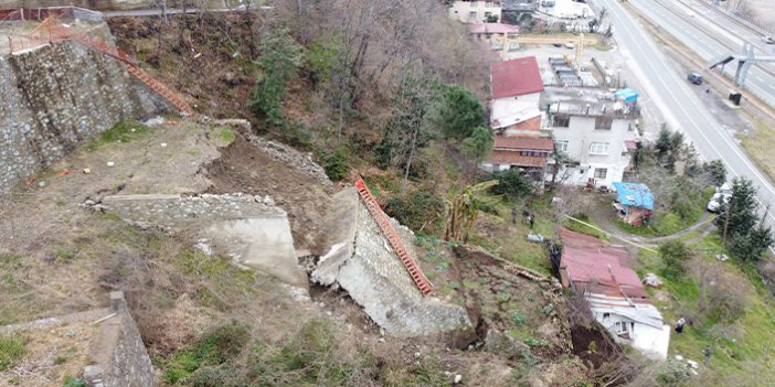 Trabzon'da istinat duvarı yıkıldı!