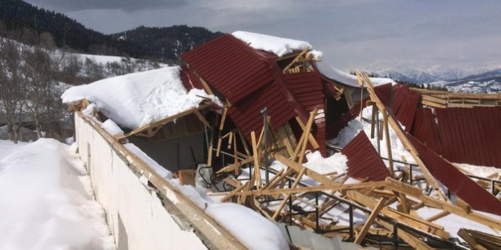 Artvin'de kar besicileri vurdu! Ahırların çatıları çöktü