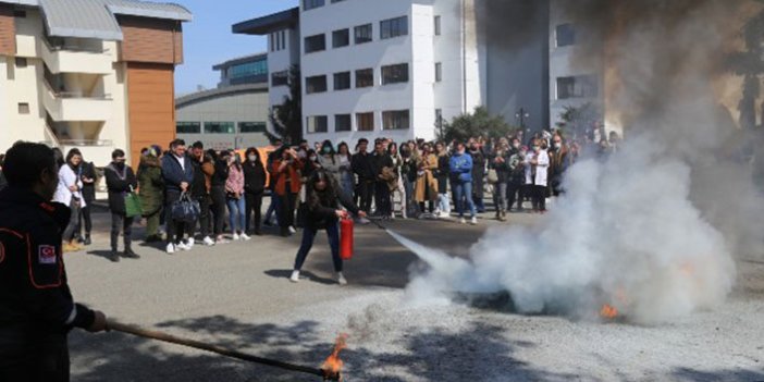 Avrasya Üniversitesi'nde yangın söndürme tatbikatı nefes kesti