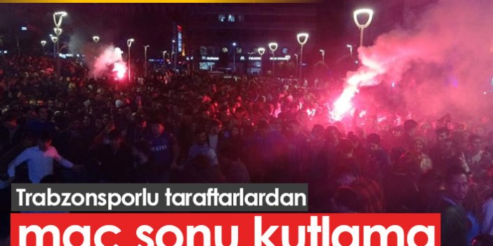 Trabzonsporlu taraftarlardan maç sonrası kutlama