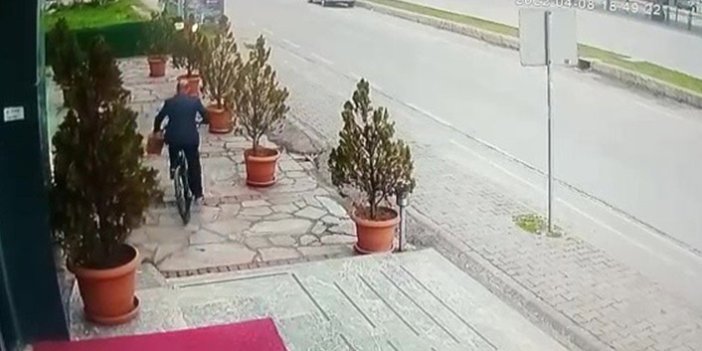 Takım elbiseli hırsız bisiklet çaldı