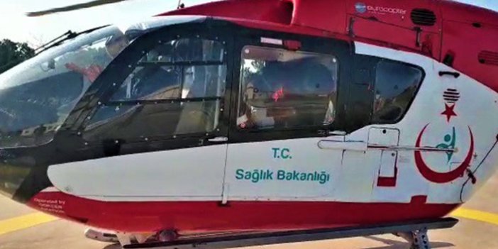 Damarı tıkanan hastaya Trabzon'dan helikopter ile gönderildi