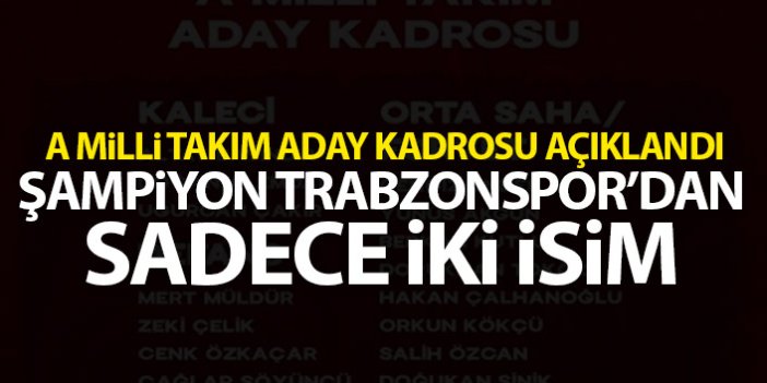A Milli takım aday kadrosu belli oldu! Trabzonspor'dan sadece 2 isim