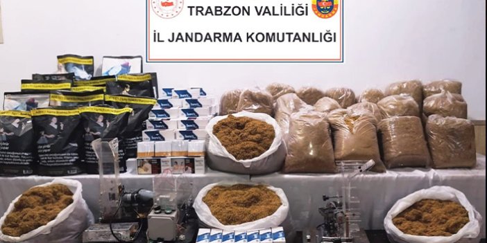 Trabzon'da Jandarma'dan kaçak sigara imalathanesine baskın