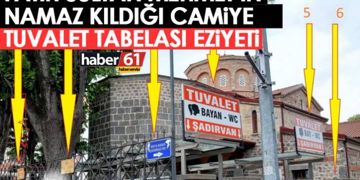 Trabzon'da tarihi camiye tabela eziyeti. Video Haber