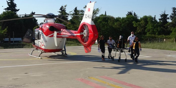 Kalp krizi geçiren kadın ambulans helikopterle hastaneye sevk edildi