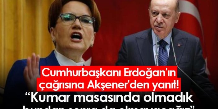 Cumhurbaşkanı Erdoğan'ın çağrısına Akşener'den yanıt!