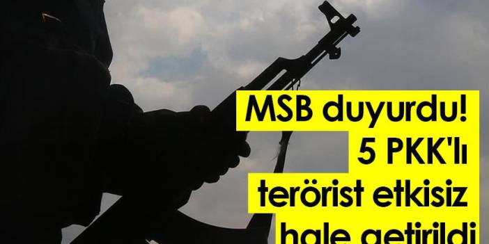 MSB duyurdu! 5 PKK'lı terörist etkisiz hale getirildi. 18 Kasım 2022