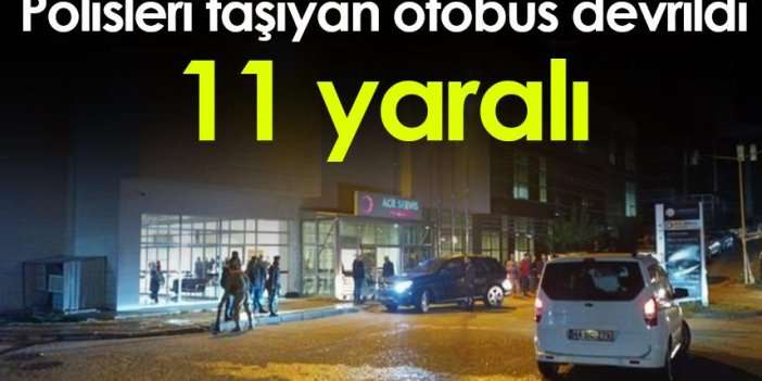 Diyarbakır'da taziye dönüşü polisleri taşıyan otobüs devrildi: 11 yaralı