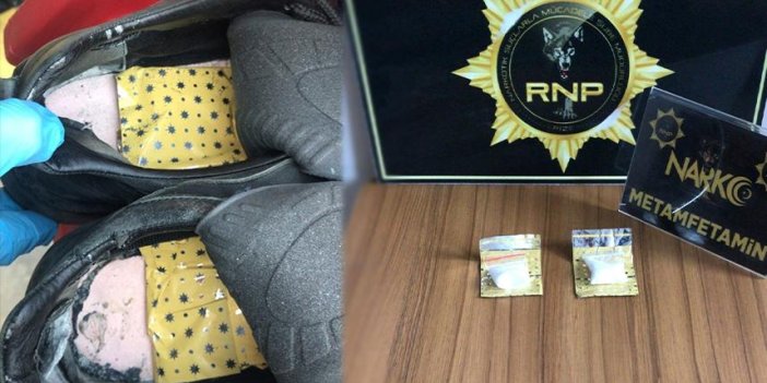Rize'de ayakkabıya gizlenen uyuşturucu polisin dikkatinden kaçmadı