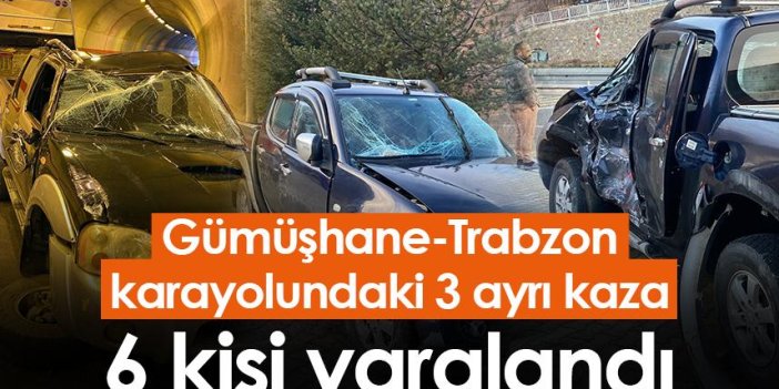 Gümüşhane-Trabzon karayolundaki 3 ayrı kaza 6 kişi yaralandı