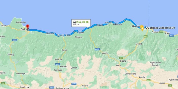 Trabzon Ordu arası kaç kilometre? Ordu Trabzon arası kaç saat?