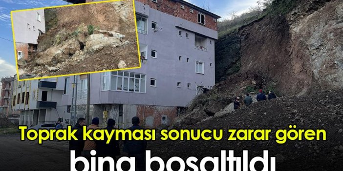 Samsun'da toprak kayması sonucu zarar gören bina boşaltıldı