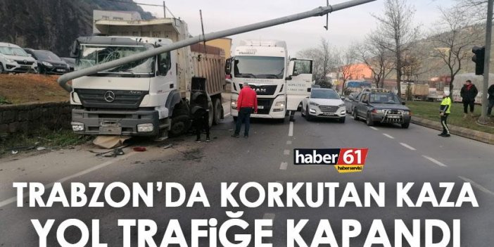 Trabzon’da korkutan kaza! Yol trafiğe kapandı