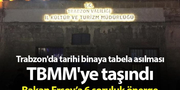 Trabzon'da tarihi binaya tabela asılması TBMM'ye taşındı