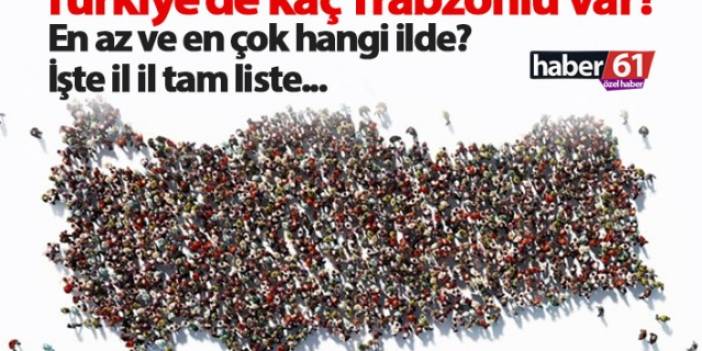Türkiye'de kaç Trabzonlu var? İşte il il dağılım