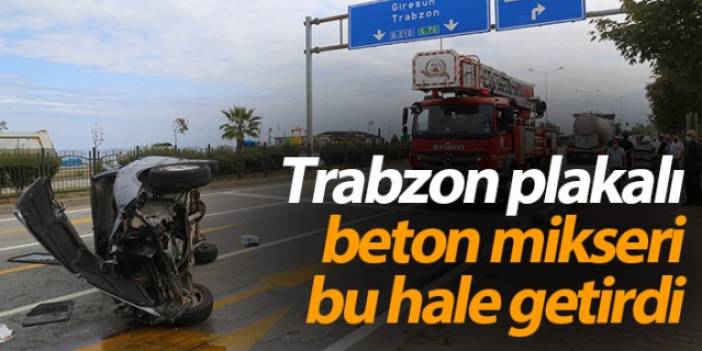 Trabzon plakalı beton mikseri otomobile çarptı: 5 yaralı Foto Galeri.